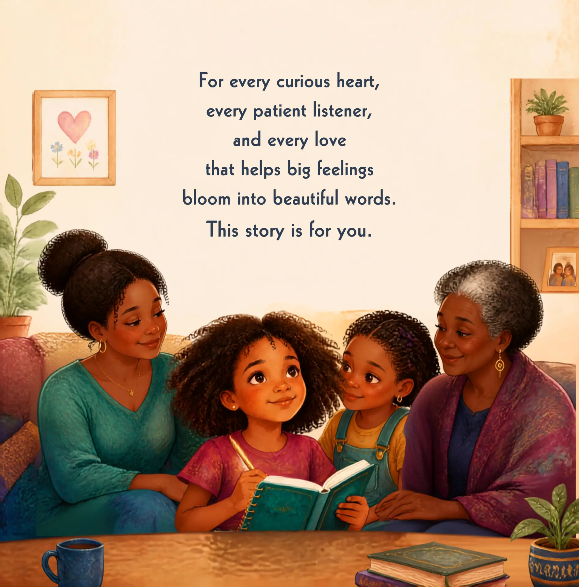 A family reading Ada and the Pen together